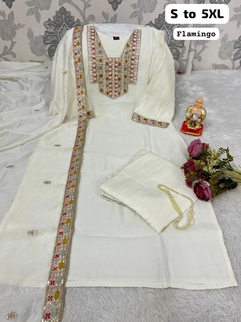 Beautiful neck work with heavy embroidery and sleeve detailing.Bottom - Image 2