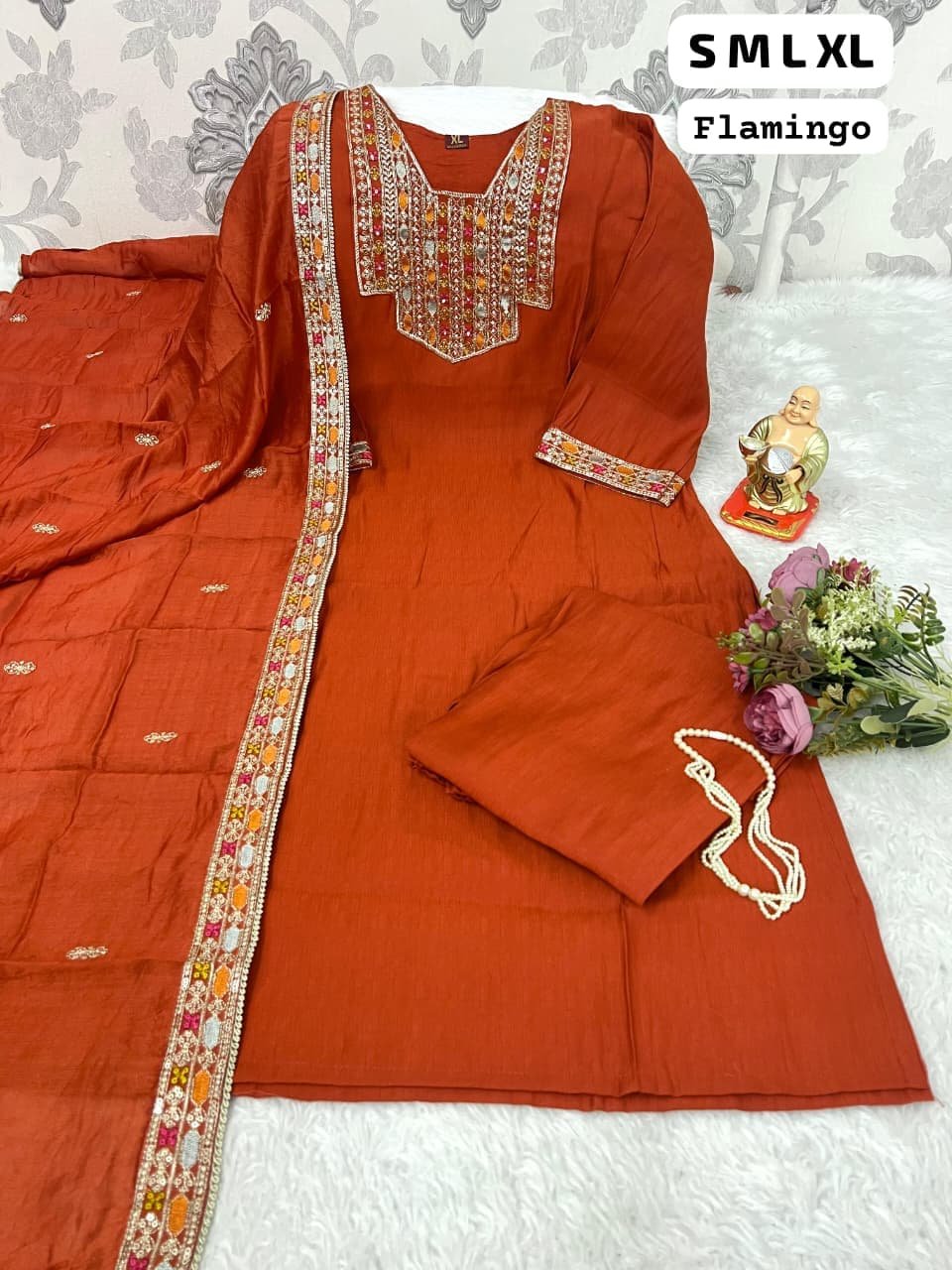 Beautiful neck work with heavy embroidery and sleeve detailing.Bottom - Image 3