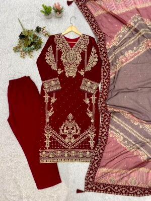 Alternative view of THIS FESTIVAL SEASON WEAR OUR BEAUTIFUL TOP ,PANT AND DUPATTA WITH CORDING EMBROIDERED AND DIAMOND WORKED