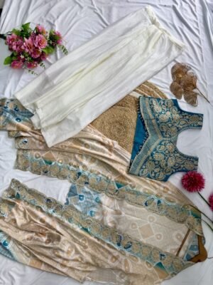 Alternative view of One More Super Hit New Designer Indo-Western Draped Saree Set
