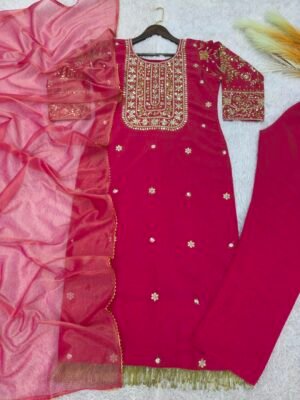 Alternative view of PRESERNTING NEW READY TO WEAR DESIGN HEAVY EMBROIDERY AND SEQUENCE WORK TOP - WITH PENT WITH  DUPATTA