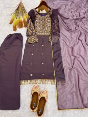 PRESERNTING NEW READY TO WEAR DESIGN HEAVY EMBROIDERY AND SEQUENCE WORK TOP - WITH PENT WITH  DUPATTA
