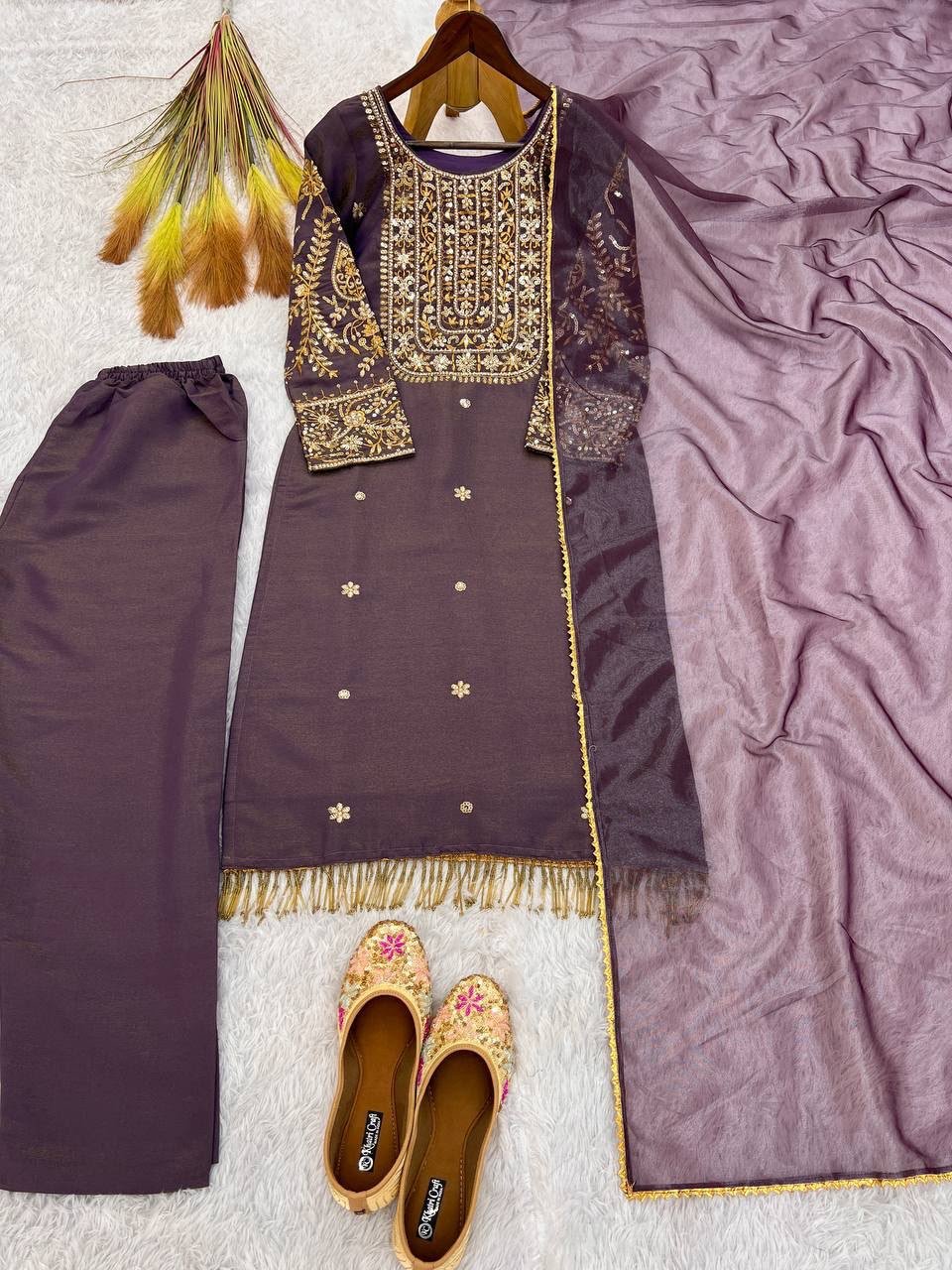 PRESERNTING NEW READY TO WEAR DESIGN HEAVY EMBROIDERY AND SEQUENCE WORK TOP - WITH PENT WITH DUPATTA