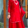 Đěsigner Party Wear Look Heavy Faux Georgette Top Plazzo & Dupatta Set