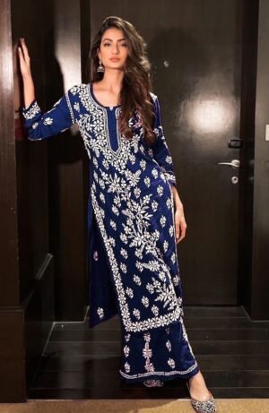 KURTI HEAVY RAYON COTTON FABRIC WID CHICKEN KARI STYLE EMBROIDERY WORK 