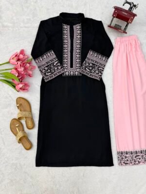 Alternative view of Top with Rayon cotton Plazo