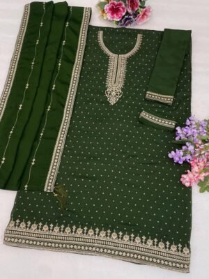 Alternative view of TOP Viscouse Dola Silk with Heavy Embroidered 3mm Sequence & Coding Work