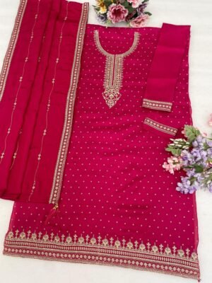 TOP Viscouse Dola Silk with Heavy Embroidered 3mm Sequence & Coding Work
