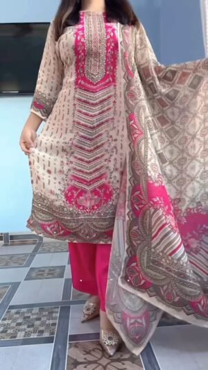 New Arrival: Premium Pakistani Maslin Suit with Real Mirror Work