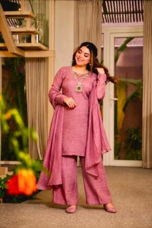 LAUNCHING NEW VIRAL PARTY WEAR & FESTIVAL LOOK HEAVY PURE SALSA CRUSH FANCY TOP-PLAZZO WITH PRETTY DEPATTA SET