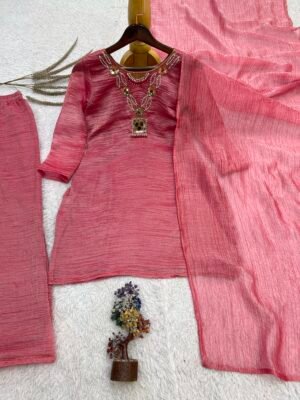 Alternative view of LAUNCHING NEW VIRAL PARTY WEAR & FESTIVAL LOOK HEAVY PURE SALSA CRUSH FANCY TOP-PLAZZO WITH PRETTY DEPATTA SET
