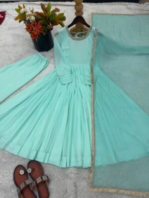 Alternative view of Elegant Designer Anarkali Three Piece Set