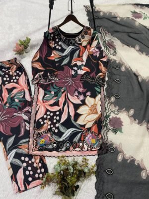 Alternative view of THIS SUMMER SEASON WEAR OUR BEAUTIFUL & COLOUR FULL WITH EMBROIDERED CUTWORKED TOP, PANT WITH DUPATTA