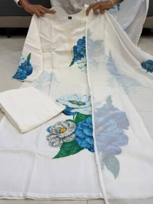 Alternative view of Elevate your casual and festive wardrobe with this elegant off-white printed Lilan suit set. Crafted for both comfort and style, this outfit offers a sophisticated yet effortless look. Â