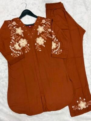 Alternative view of Co-Ords Set Multi Embroidery Thread With Coding Work