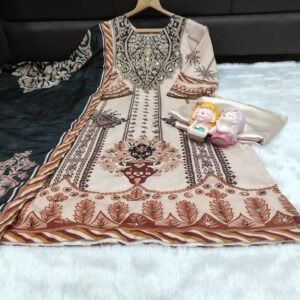 Alternative view of New Arrival: Premium Maslin Suit with Real Mirror Work