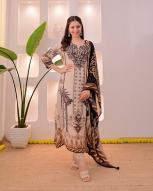 New Arrival: Premium  Maslin Suit with Real Mirror Work