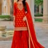 PRESENTING 3 PIECE STYLISH TOP, SHARARA AND DUPATTA WITH BEAUTIFUL EMBROIDERY SEQUENCE WORK