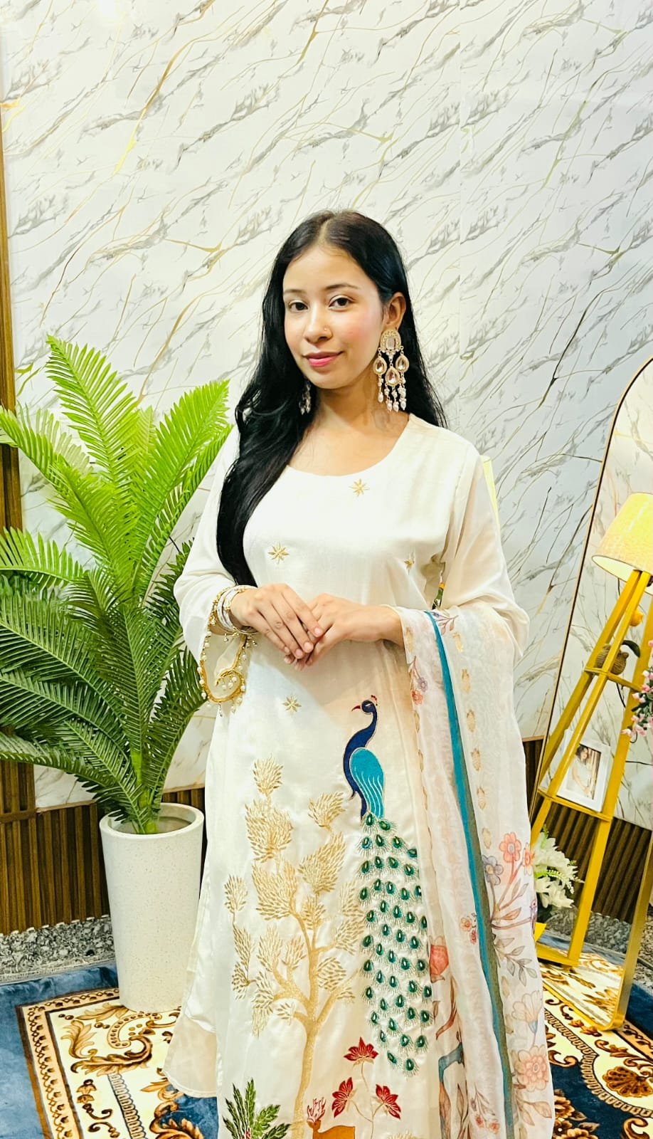 Suit Set With Chinon Fabric Pair With printed dupatta. - Image 2