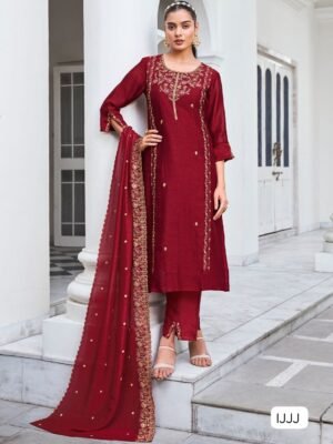 TOP FABRIC PURE VICHITRA SILK WITH SEQUENCE EMBROIDERY WORK
