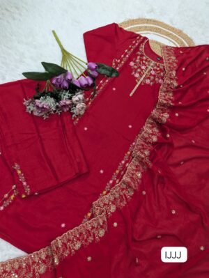 Alternative view of TOP FABRIC PURE VICHITRA SILK WITH SEQUENCE EMBROIDERY WORK