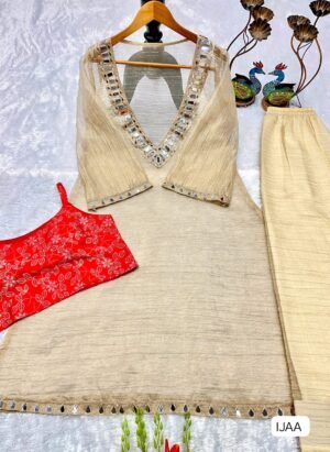 Alternative view of NEW ĐĚSIGNER PARTY WEAR TOP AND PLAZO. WITH FANCY BLUSE AND EMBROIDERY WORK