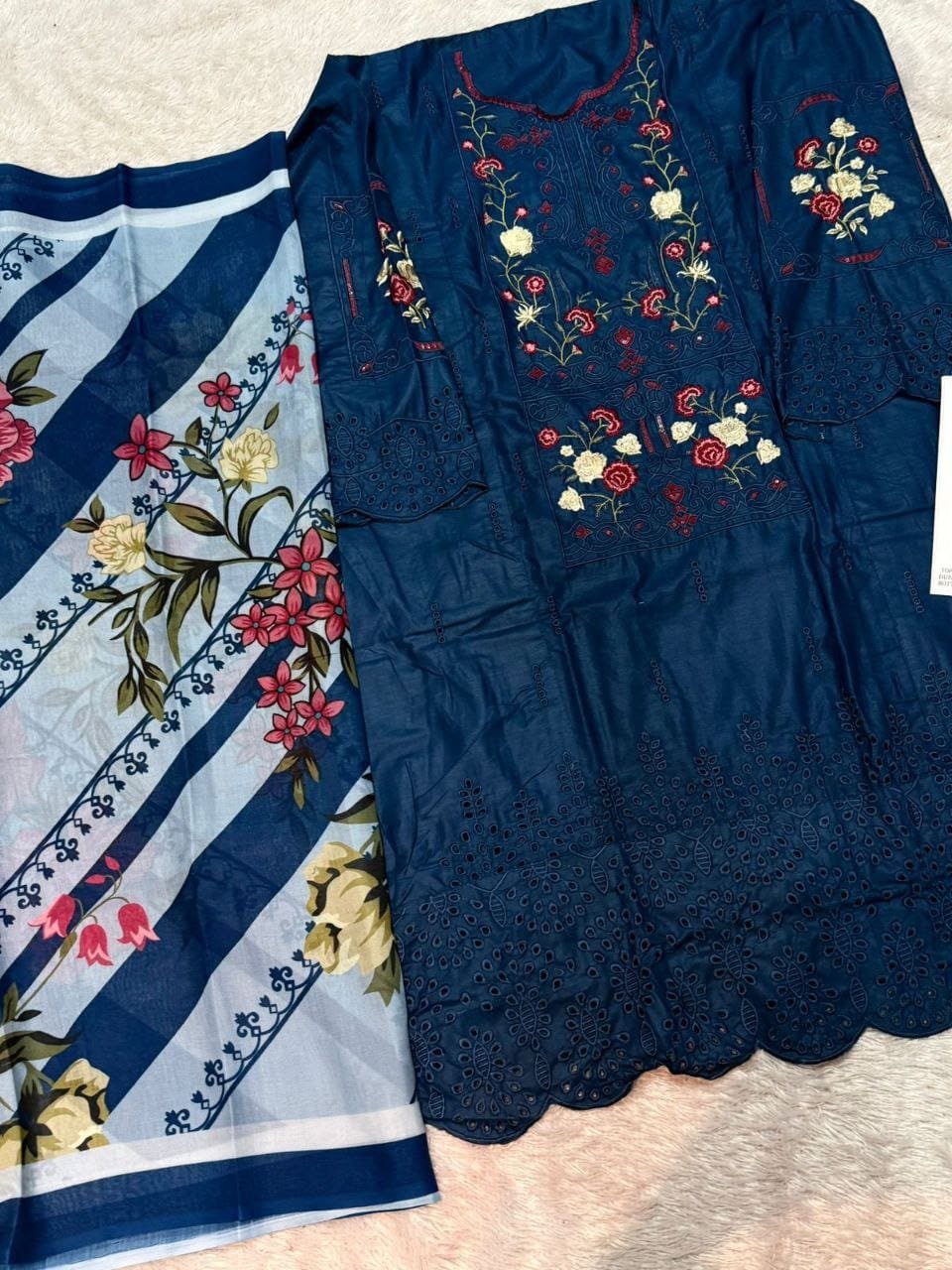 Cambric Cotton With Chikankri Embroidery Work - Image 2