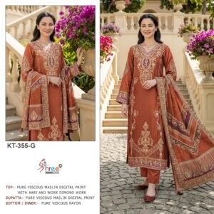 Top Pure viscous Maslin digital print and  hand work