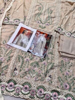 Alternative view of cambric cotton semi stitched very heavy embrdrd kameez  and cotton unstitched bottoms 