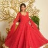 Elegant Georgette Bandhani Flared Gown with Dupatta