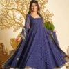 Elegant Georgette Bandhani Flared Gown with Dupatta