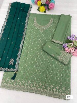 TOP  Heavy Chinon with Heavy Embroidery Work With 3mm Sequence