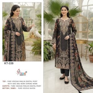 Top pure maslin digital print with aari & handwork 