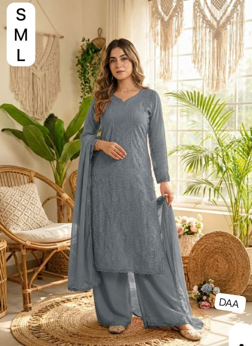 AK launching chikankari embroidery 3 pic suit - Image 3