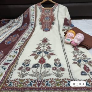 Alternative view of New Arrival: Premium  Maslin Suit with Real Mirror Work