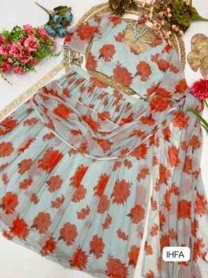 Alternative view of One More Super Hit Georgette Ready To Wear Lahenga Saree With Readymade Blouse Design Launch