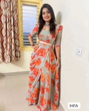 One More Super Hit Georgette Ready To Wear Lahenga Saree With Readymade Blouse Design Launch