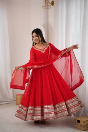 Presenting Festival Special Collection Beautiful Gown Bottom and Dupatta Ready To Wear Collection