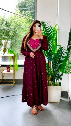 PRESERNTING NEW FANCY EMBROIDERY SEQUENCE WITH CODING WORK ANARKALI GOWN-PENT WITH BEAUTIFUL JACQUARD WEAVING DIGITAL PRINTED DUPATTA