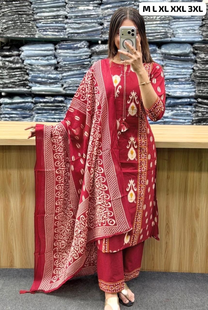 kurta set Printed Cotton Women's Printed Cotton 60*60 Kurta & Pant or Dupatta - Image 5