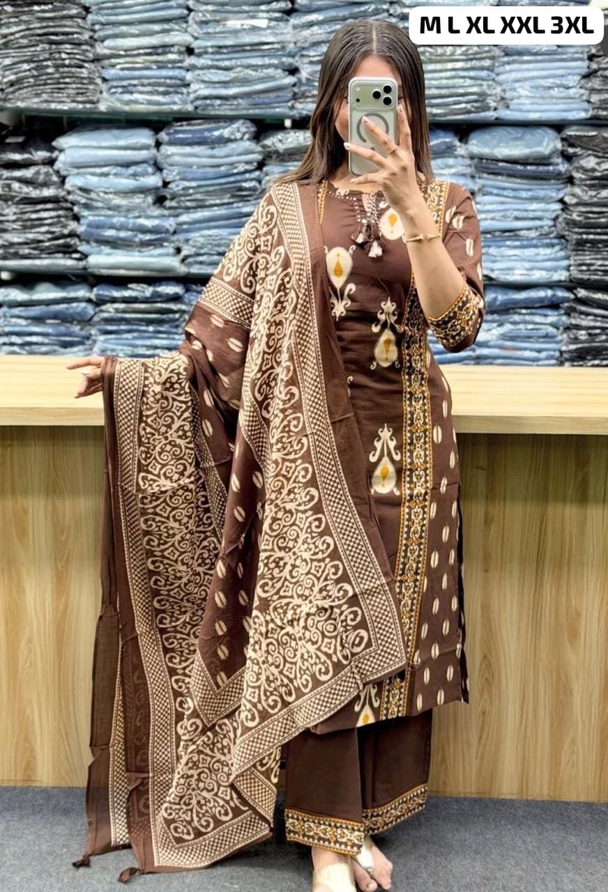 kurta set Printed Cotton Women's Printed Cotton 60*60 Kurta & Pant or Dupatta