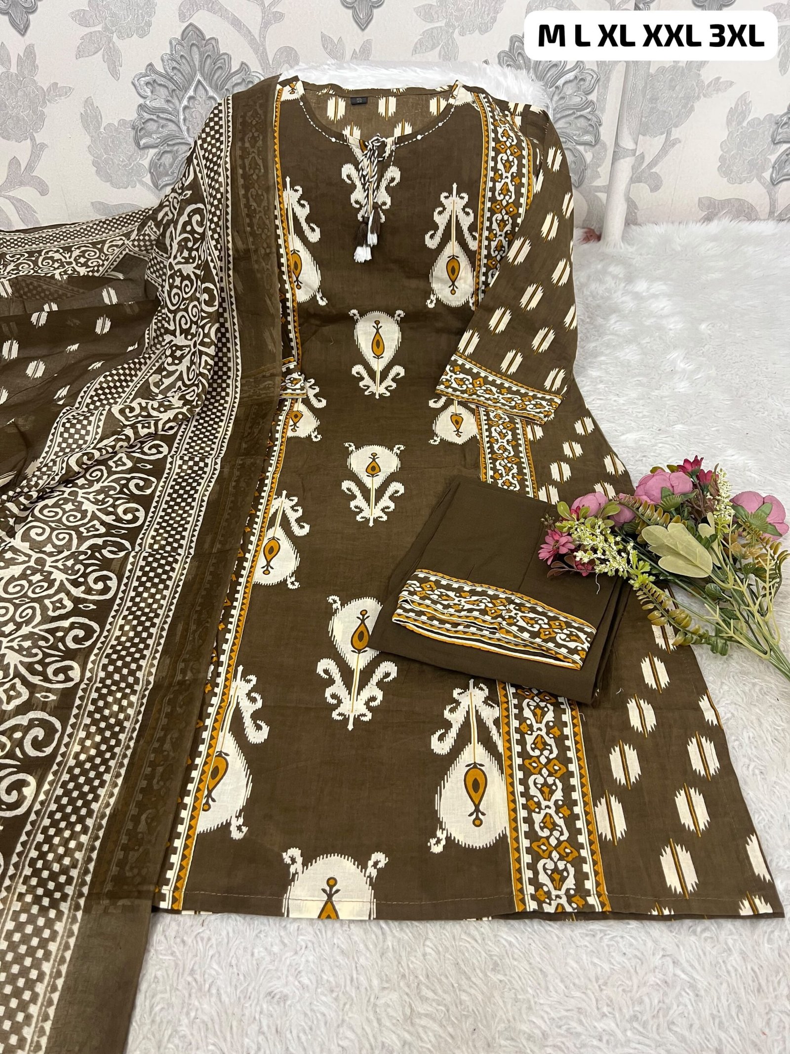 kurta set Printed Cotton Women's Printed Cotton 60*60 Kurta & Pant or Dupatta - Image 4