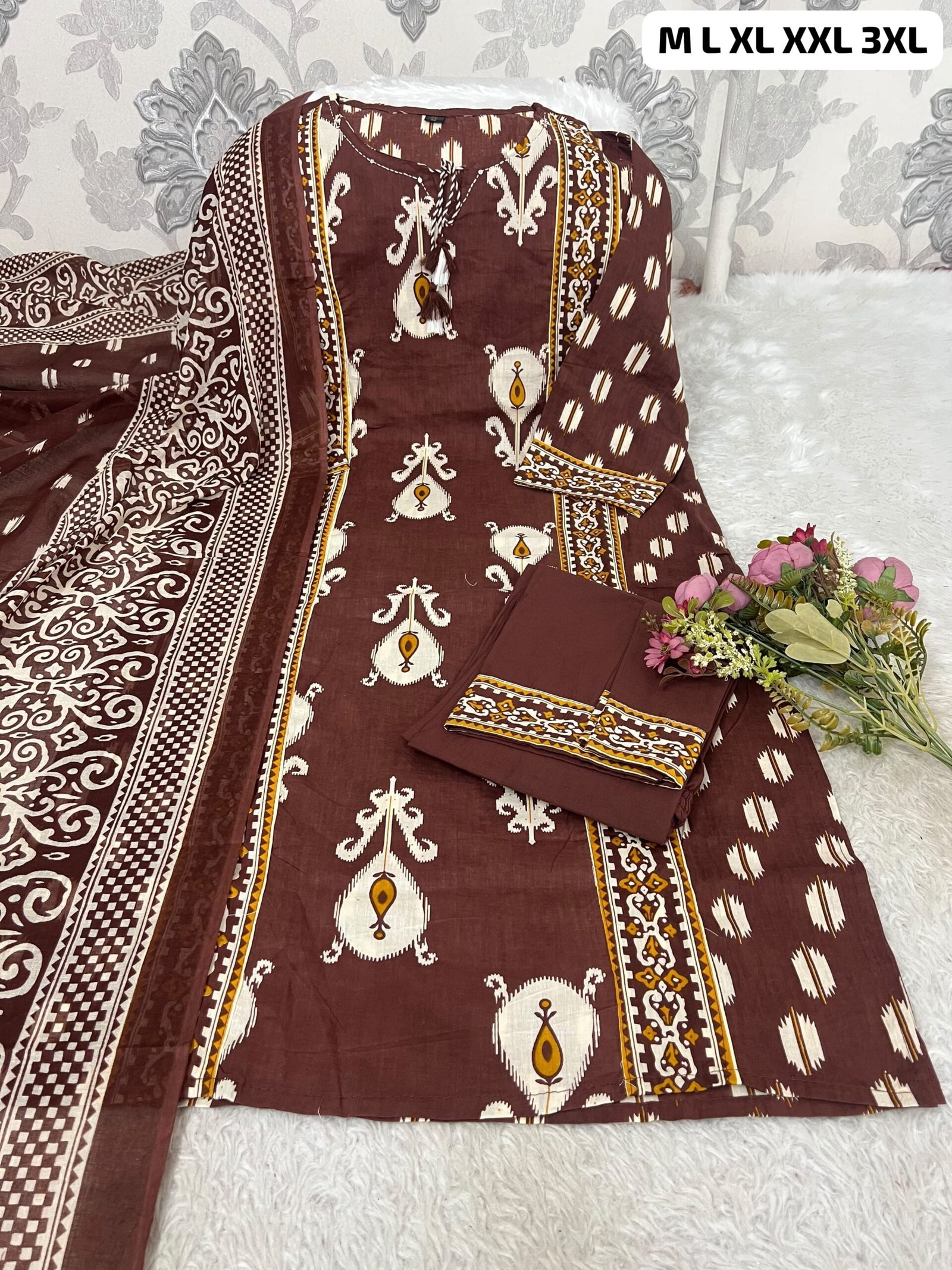 kurta set Printed Cotton Women's Printed Cotton 60*60 Kurta & Pant or Dupatta - Image 2