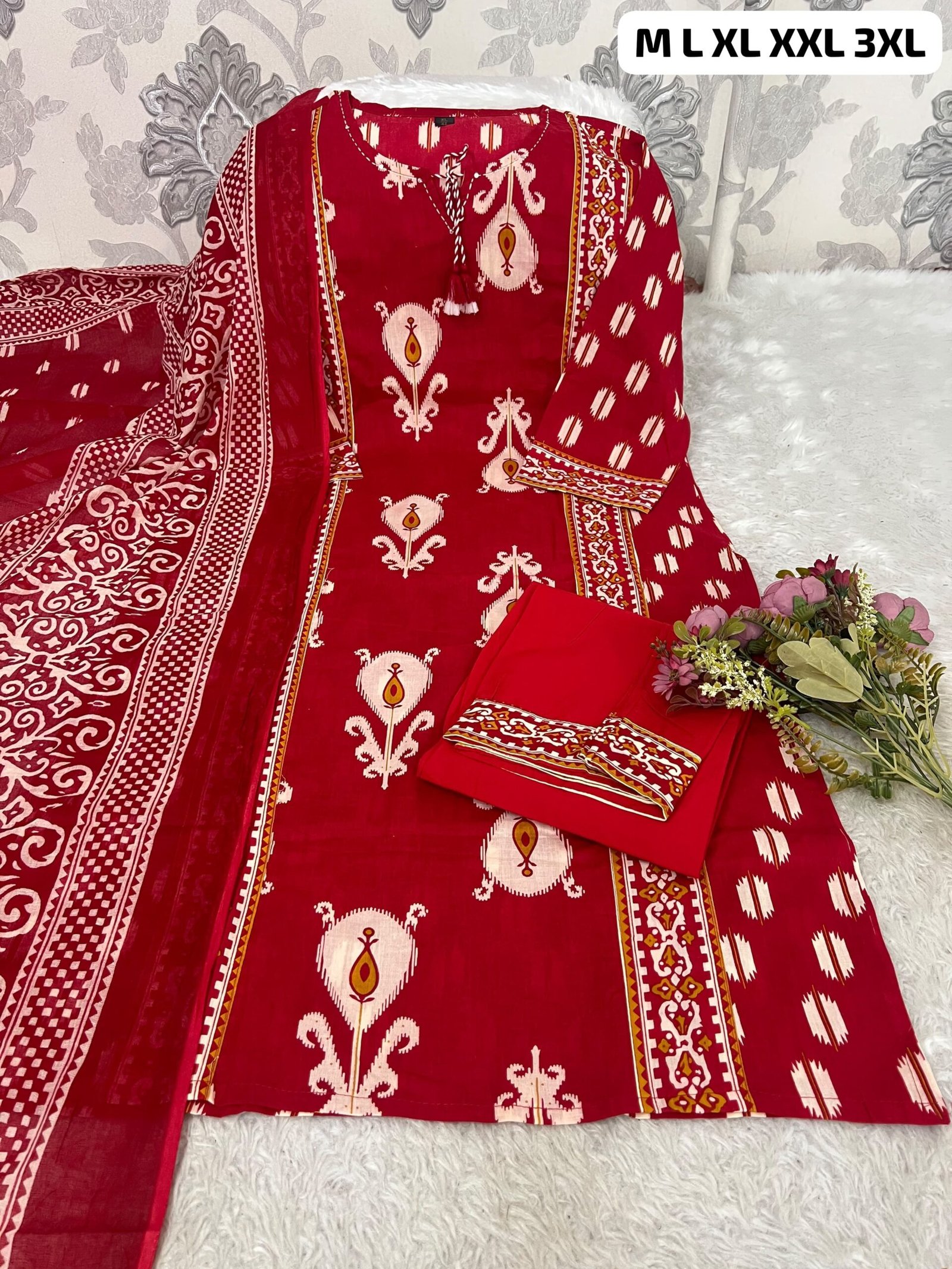 kurta set Printed Cotton Women's Printed Cotton 60*60 Kurta & Pant or Dupatta - Image 6
