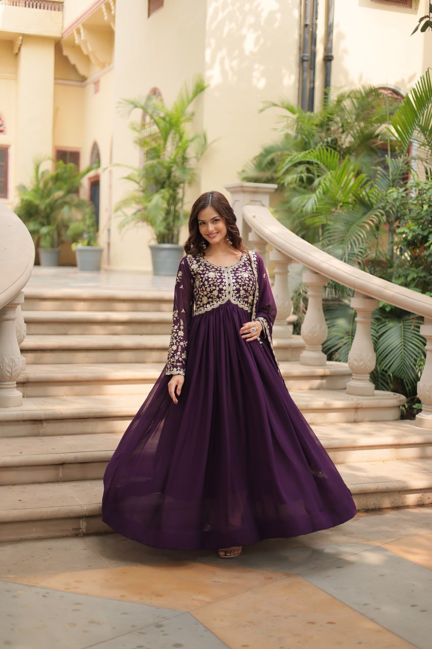 GOWN COLLECTIONS WITH Faux Blooming With Sequins-Multi Zari Embroidered Work PREMIUM READYMADE GOWN COLLECTIONS 2026