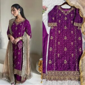 Alternative view of TOP AND PENT WITH DUPATTA WITH  FOX GEORGETTE FABRICS SEQUENCE EMBROIDERY WORK BACK SIDE ALSO WORK