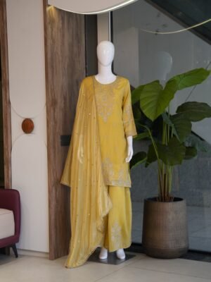 Alternative view of MOHILYA ELITE STUDIO LLP Code: R-014 Top Palazzo Dupatta COSMOS embroidered with SEQUENCE WORK