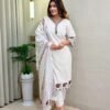 Kurti Pent Dupatta Set WITH Khadi Cotton with Beautiful Embroidery Fabric New Designers Kurti Pent Dupatta Set