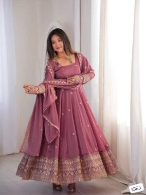 PRESERNTING NEW READY TO WEAR SPACIAL FANCY DESIGN EMBROIDERY AND SEQUENCE WORK ANARKALI GOWN-BOTTOM   WITH  DUPATTA