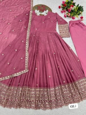 Alternative view of PRESERNTING NEW READY TO WEAR SPACIAL FANCY DESIGN EMBROIDERY AND SEQUENCE WORK ANARKALI GOWN-BOTTOM   WITH  DUPATTA